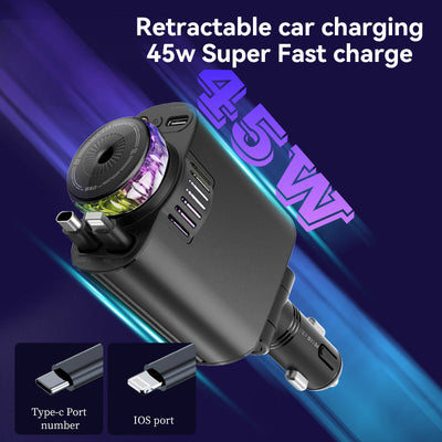 Purple Light Car Phone Charger: Multifunctional USB Adapter