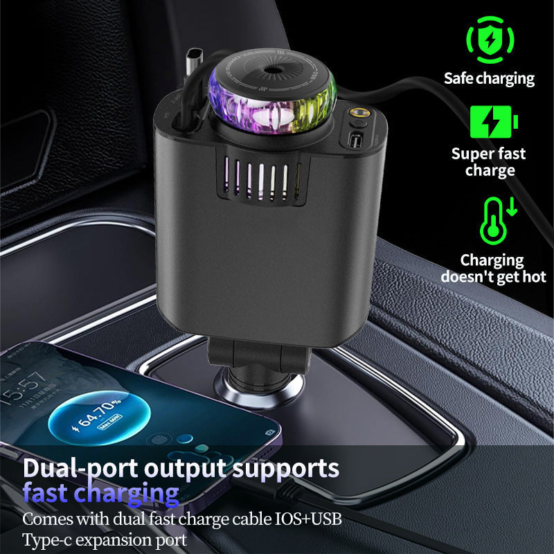 Purple Light Car Phone Charger: Multifunctional USB Adapter