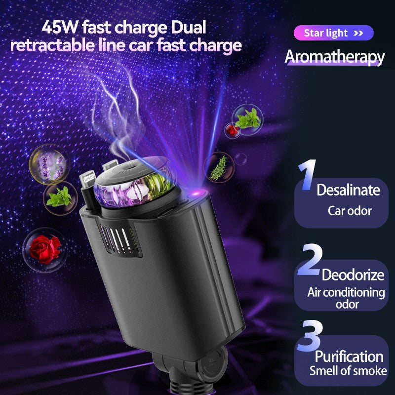 Purple Light Car Phone Charger: Multifunctional USB Adapter