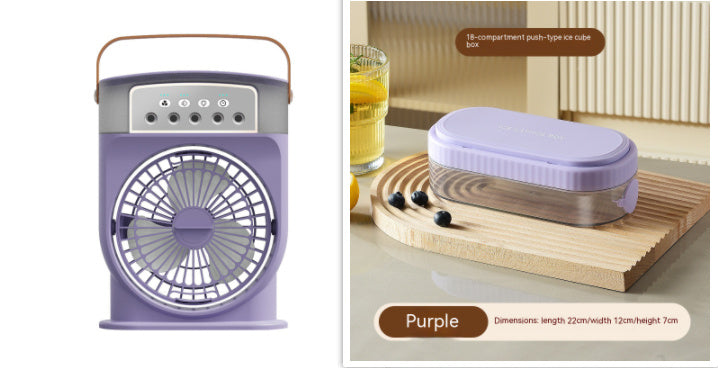 Portable USB Air Conditioner Fan: 5 Sprays, 7 Color Light, 600ML Humidifier