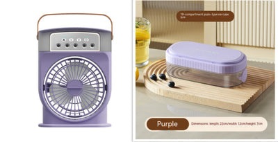 Portable USB Air Conditioner Fan: 5 Sprays, 7 Color Light, 600ML Humidifier