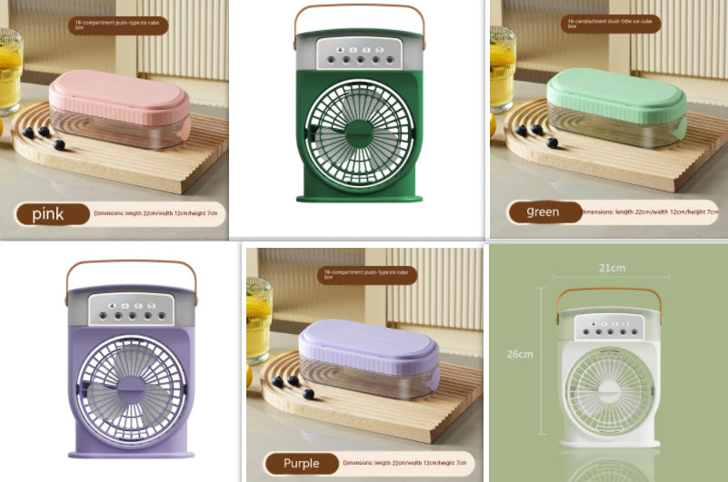 Portable USB Air Conditioner Fan: 5 Sprays, 7 Color Light, 600ML Humidifier